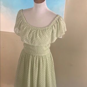 Light green off shoulder maxi dress